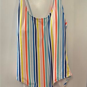 Colorful Striped One-Piece Swimsuit Old Navy XXL Tall Cabana Bathing Suit Chic